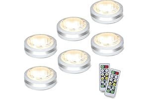 STARXING Under Cupboard Lights, Under Cabinet Kitchen Light, LED Battery Operated Stick on Lights for Stair Wardrobe, Puck Light with Remote (White)