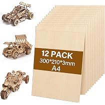 GZRXIOUS 6PCS Contrachapado Nogal 3mm A4 300x210mm - Tableros Madera Para Láser, CNC Y Manualidades