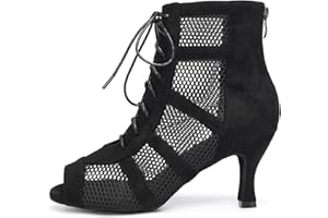 AOQUNFS Botas de Baile Latino Mujer Tacón de Salón Botines de Baile de Salsa Bachata Tango y Samba Práctica y Actuación, YCL446-7.5