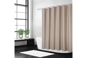 LINTIMES Luksusowa zasłona prysznicowa z lnu o gramaturze 240 g/m², szeroka zasłona prysznicowa do łazienki z haczykami, kolor taupe, 220 x 200 cm