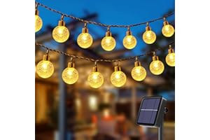 Litogo Guirlande Solaire Exterieur, 20M 60 LED Guirlande Lumineuse Exterieure Solaire Étanche, 8 Modes Cristal Guirlandes Solaires Exterieures Jardin pour Balcon, Arbres, Mariages, Fêtes (Blanc Chaud)
