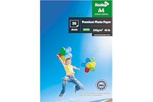 KOALA Inkjet Satin/Oyster Photo Paper A4 Size 297x210mm 250gsm 50 Sheets with Premium Satin Advanced Resin Coated for Canon Hp Epson Inkjet Printer