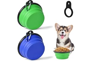 Adiwo Hundenäpfe, 2 Stück,Faltbare Hundenäpfe mit Flaschenträger mit Karabiner, Faltbar Reisenapf Napf für Hunde und Katzen, für Haustiere Gassi gehen Wandern