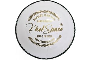 KHELSPACE KS-20 Leather White Cricket Ball Hand-Stitched Professional Grade Ideal for Day/Night Matches, Practice & Tournaments (1)