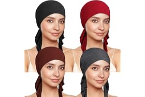 TSKNOMO 4 Pcs Chemo Headwear for Women, Pre-Tied Head Scarf Cancer Headwear for Hair Loss