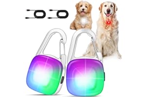 YOFRAJF Dog Lights for Night Walking, 4 Modes Rechargeable LED Safety Dog Collar Light for Nighttime Clip On with 2 Pack,IP68 Waterproof for Night Walking,Camping（White）