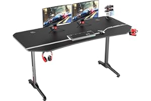 DlandHome Stół gamingowy, 160 cm, ergonomiczne biurko gamingowe, duży stół do gier z dużą podkładką pod mysz, stolik pod komputer dla graczy, z uchwytem USB do gier, stojakiem, uchwytem na napoje i