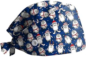 CHAOEN Scrub Cap Printed Bouffant Turban Cap Adjustable Bouffant Hair Cover Unisex Doctor Cap with Sweatband for Beauty Worker Personal Care Supplies Christmas