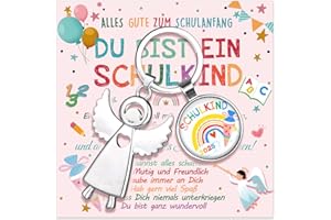 Humairc Einschulung Mädchen Geschenk Schutzengel Schlüsselanhänger Schulkind Schultüte Füllung Schulanfang Glücksbringer Plus Grußkarte Geschenkbox