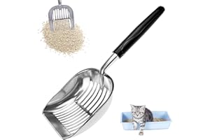 GmeDhc Cat Litter Scoop, Metal Litter Scoop, Metal Litter Scooper for Cats, Aluminum Cat Litter Shovel, Metal Cat Litter Sifter with Deep Shovel and Ergonomic Long Handle, Non-Stick Pet Litter Scoop