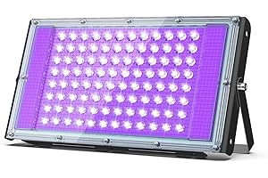 Glostars Projecteur lumière noire 100W, Luminaire UV Puissant, 395 nm, Etanche IP66, peut être utilisé pour les Soirées à la Lumière Noire, les Affiches Fluorescentes (un paquet)