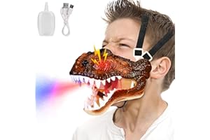 Fileeyn Masque Dinosaure, Masque de Dinosaure Accrocheur avec Effets Sonores, Simulation de l'expiration d'un dinosaure masque halloween, Accessoires de Cosplay pour Enfants