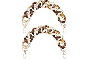 WADORN 2pcs Manijas Cortas de Resina para Monedero, 30.8 cm Bolso Cadena Retro Leopardo Monedero Cadena Asas Grueso Grande Cadena Plana Correa Extensor Cadena Encantos Accesorios para Bolso de Hombro