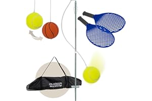 PHIBER-SPORTS Twistball Set [2025 Migliorato Modello] – Durevole grazie alle parti migliorate – Swingball per bambini e adulti – Palla da tennis su corda, Tennis Trainer gioco giardino e all'aperto