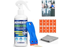MALLBAOLA Klebstoffentferner 300ml, Klebereste-Entferner Mit Spachtel, Aufkleber-Entferner Für Fenster, Glas, Auto, Kunststoff, Teppich, Entfernt Schnell Aufkleber, Kleber, Klebeband, Etikettenlöser-Spray