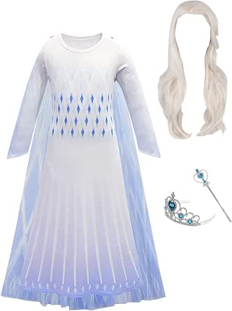 VersusModa Vestito Bambina Carnevale Simile Elsa Bianco Regina delle Nevi 2  - Similar Elsa 2 White Child Cosplay Dress FROZ036 (Collana Fiocco di Neve,  Taglia Unica) : Amazon.it: Giochi e giocattoli
