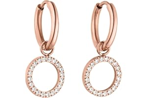 PURELEI® Zamknięte świecące kolczyki damskie z wytrzymałej stali nierdzewnej, wodoodporne kolczyki damskie, średnica 1,4 cm, modna biżuteria do indywidualnego wyglądu, srebro wysokiej próby, Srebro