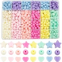 120 Perline Acriliche Assortite Forma Fiore Cuore Stella Farfalla - Kit Fai Da Te Per Bracciali E Gioielli - Colori Pastello - 2