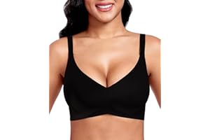 Vinfact Nahtloser BH Damen Ohne Bügel Push up BH Damen Große Brüste Starker Halt V-Ausschnitt Bügelloser Seamless Bequem T Shirt Schlaf BH Gepolstert Bralette