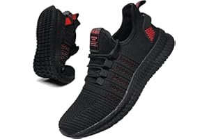 VNANV Mens Running Walking Tennis Trainers Casual Gym Athletic Fitness Sport Shoes - Fashion Sneakers - Ligthweight-Comfortable-Working Outdoor Flat Shoes - Jogging-Fitness Red