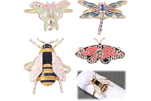 FAYEMINT 4 Pièces Rond de Serviette, Anneau Forme Papillon Serviette, Rond de Serviette Libellule en Email, pour Dîner, La Réception de Mariage, La Décoration de Table de Fête et D'hôtel