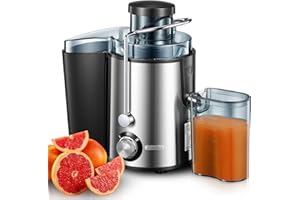 Juilist Juicer, Centrifugal Juicer Machines Whole Fruit and Vegetable 600W, 3-inch Wide Mouth Juicer Extractor with 2 Speeds, Easy Clean & Use, Compact Design & Anti-drip, Recipe Included
