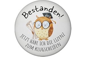 ‎SPEECHEESE Bestandene Prüfung Eule Magnet rund rund mit Spruch Lizenz zum Klugscheißen Glückwunsch Abschluss Bachelor Schüler Studium Bachelor