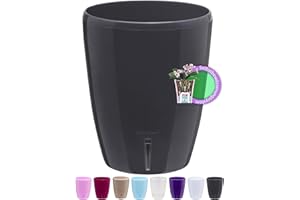 Santino Doniczka do storczyków, średnica 15 cm, samonawadniająca się doniczka z systemem knotów i wskaźnikiem poziomu wody do użytku w pomieszczeniach, antracyt, 2 l