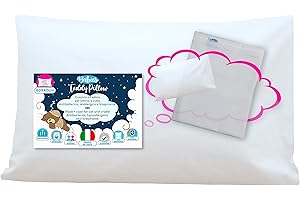 4BABIES- Set Oreiller Plus Taie de Coussin pour Lit Bébé 40x60 - Made in Italy - Certificat Oeko-TEX - Taie d’Oreiller avec Fermeture à enveloppe 100% Pur Coton - Coussin+TAIE Blanche