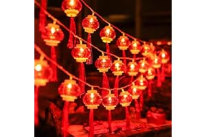 Xuminny Chinese New Year Red Lantern String Lights, Traditional Hanging Lantern Decorations, Sitable for Spring Festival Wedding Home Birthday Party Decoration 3 Metres Long & 20 Lantern