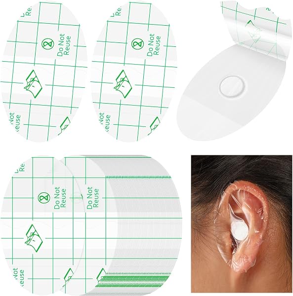 DMG TECH 60 Pieces Baby Waterproof Ear Stickers Ear Covers for Swimming Shower Ear Protectors with Ear Plugs for Kids Ne