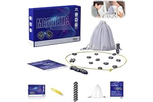 DAZZTIME Magnetyczna gra w szachy, szachy z magnesem, magnetyczna gra planszowa z kamieniami, magnetyczna zabawka szachowa dla dzieci, przenośna szachownica na spotkania rodzinne.