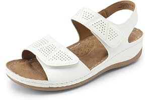 DREAM PAIRS Women's Wedge Sandals for Summer Wide Fit Walk Comfortable Ankle Strap Open Toe Cushion Shoes for Women with Arch Support Outdoor