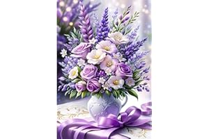 Qianbaiuk Diamond Painting Flowers, Diamond Painting Adults, Flower Diamond Painting Set for Adults for Gift and Home Wall Decoration 12 x 16 inches