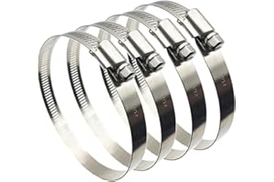 EESTECK 4" Hose Clips - Adjustable 304 Stainless Steel Duct Clamps - Hose Pipe Clamps (4Pcs, 91-114mm)