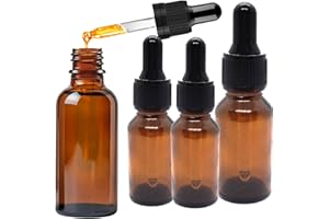 Cutiolly Flacone Contagocce,Flaconi Contagocce Vetro,Flacone Bottiglie Contagocce,Bottiglie Contagocce in Vetro Ambrato,per l'olio essenziale,50mlPipettenflasche,10pc (10ml-1pcs+5ml-2pcs)