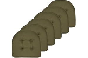 Sweet Home Collection Cojín de Espuma viscoelástica para Silla, con capitoné, Parte Trasera de Goma Antideslizante, en Forma de U, 17 x 16 Pulgadas, Color Verde Militar, 6 Unidades