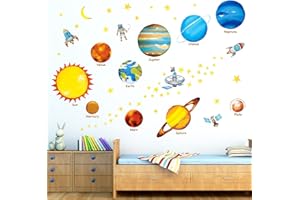 DECOWALL DW-1307 Des Planètes dans l'espace Autocollants Muraux Mural Stickers Chambre Enfants Bébé Garderie Salon (Moyen) (Ver anglais)