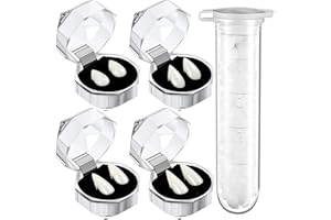 MEEHYRE 5 Pieces Vampire Cosplay Fangs, 4 Tamaño Vampire Teeth Vampire Vampire Vampire con 1 Tubo Teeth Pellets Adhesive para Halloween Party Dress Up Accessories