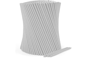 wisefood Lot de 100 pailles en papier blanches - Diamètre : 8 mm x 20 cm - Sans PLA/PE - Pailles jetables biodégradables en papier solide