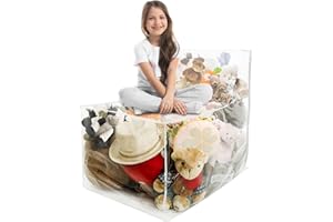 Guniata Giocattolo di peluche per bambini, rivestimento trasparente in PVC, pouf con capacità per animali di peluche, vecchi vestiti, cuscini (trasparente)