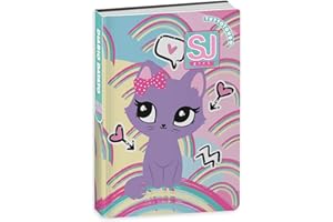 SEVEN. Agenda Compatibile con DIARIO Scuola SJ Animal Girl Gattina 2024-2025 F.to Standard 20x15cm + Omaggio portachiave con Paillettes e Penna Glitterata
