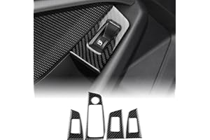 KUNGKIC for BMW 1 Series F40 / 2 Series F44 2020-2024 Accessories Carbon Fibre Interior Trim Car Window Lift Switch Frame Cover Panel Trim Self-Adhesive Decal Cool Auto Parts RHD (Black)