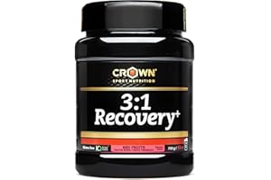 Crown Sport Nutrition 3:1 Recovery+ - Recuperador muscular con aislado de proteína Whey. Rápida asimilación y alto contenido en aminoácidos. (Frutos Rojos, Bote de 750g)
