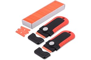 Winjun Glasschaber Kochfeldschaber Ceranfeldschaber Allzweck Schaber für Haushalt Küche Fliesen Fenster Schmutz Aufkleber Reinigung, mit 100 stk. Kunststoff Ersatzklingen