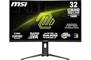 MSI MAG 321CUPDF Monitor Curvo Gaming 32" UHD - Pannello Rapid VA 1500R 3840 x 2160, Modalità Doppia / 0,5ms (GtG, Min.), Adaptive Sync - DP 1.4a, HDMI 2.1 CEC, USB Type-C (DP alternativo con 15W PD)