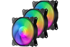 upHere gaming ventilateur pc 120mm 3pin LED Rainbow, ventilateur pc 120mm rgb, ventilo pc Ultra Silencieux, 3 Pack (PF120CF3-3)