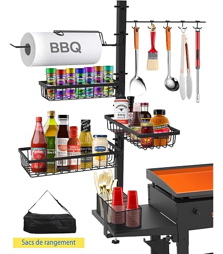 Katai Lot De 8 Paniers Barbecue - 4 Paniers Métal + 4 Brochettes Plates Pour Grill