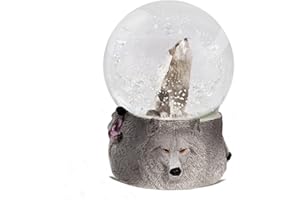 Globus wodny – wilk od Deluxebase. Wilk śnieżny kula śnieżna z figurką z żywicy i formowaną podstawą. Świetny wystrój domu, ozdoby i prezenty.