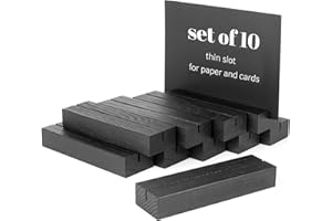 TOROS STORE 10 Pack Wood Place Card Holder - Black Wooden Table Number Holders , Name Place Cards Stand , Events Party Tabletop Sign Stands , Wedding & Birthday Stands for Photos, Pictures & Postcard